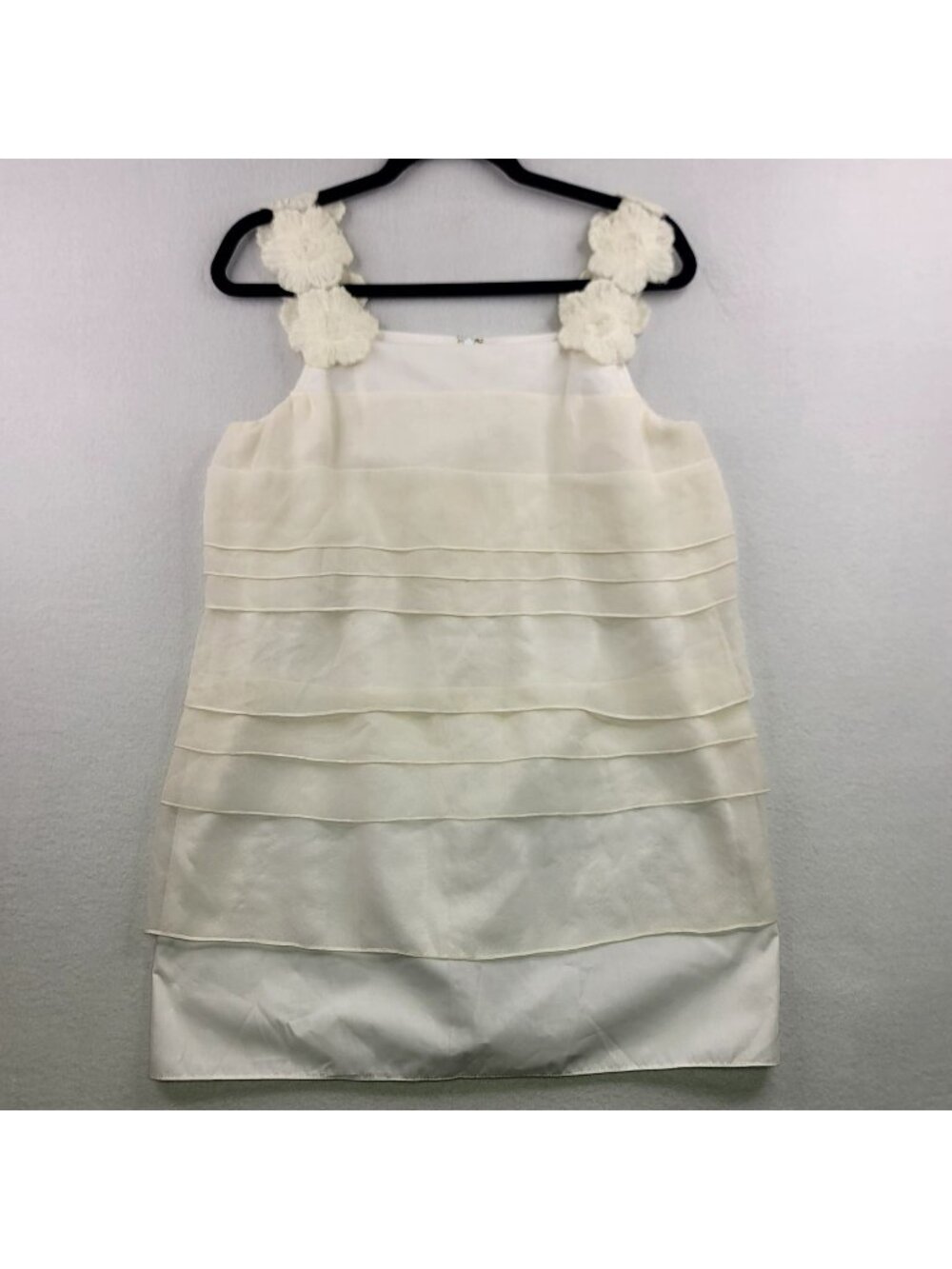 Charles Chang-Lima Sleeveless Tiered Silk Dress 4 Ivory Floral Fairy Romantic